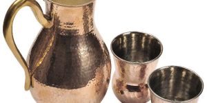 Copper Mughlai Pitcher and Glass Set