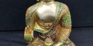 12.5 Inch Brass Buddha Statue