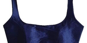Women's Deep Neck Silk Sleeveless Readymade Blouse For Saree and Lehenga Choli (NavyBlue)
