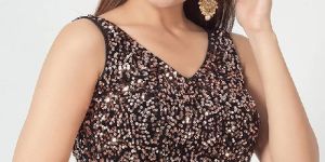 Brown Sequin Blouse