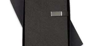 BLACK LEATHER DIARY WITH PEN