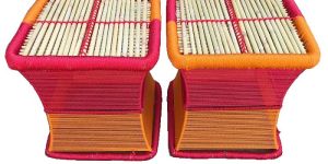 Bamboo Rope Iron  Mudda Stool