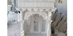 White Stone Handmade Pooja Temple Indoor Marble