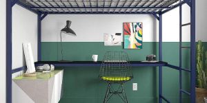 DG DEXAGLOBAL Metal Bed with Desk