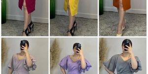 Puff Sleeve Slit Dress