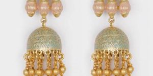 Blue Gold Tone Kundan Earrings