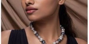 Elegant Grey, Silver And Off-White Necklace