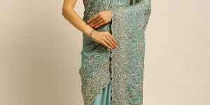 1103 Rangoli Sea Blue Zari Work Embroidered Saree