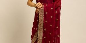 1170 Rangoli Maroon Zari Work Embroidered Saree