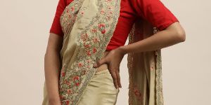 1471 Crepe Golden Silk Embroidered Saree