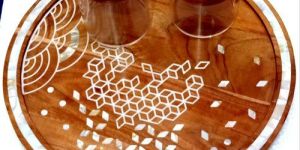 Mother of Pearl and Wooden Serving Tray