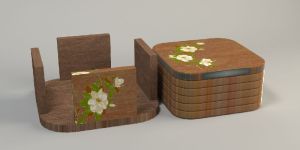 Wooden Printed Coaster Set