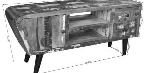 145x45x62 Cm Reclaimed Teak Wood TV Unit