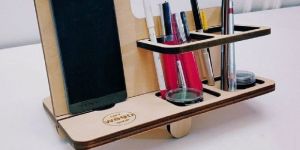 Wooden Mobile Stand with Pen Holder