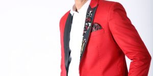 Embroidered Red Color Blazer