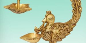 Brass Peacock Hanging Diya Oil Lamp