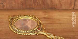 White Metal Hand Mirror