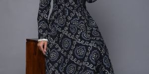 Cotton Black Bandhej Kurti