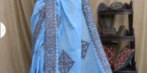 Party Wear Applique Work Cotton Sarees