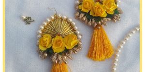 Yellow Paper Flowers Haldi Jewallary