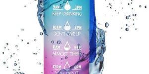 Motivational Water Bottle with Time Marker and Straw.