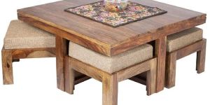 Wooden 4 Seater Coffee Table Set