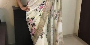 Digital Print Linen Saree