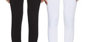 Divya 4 way Stretchable Churidar Leggings  (White, Black color XL_size) 2 pack