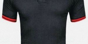 Mens Black Slim Fit Cotton Polo T-Shirt