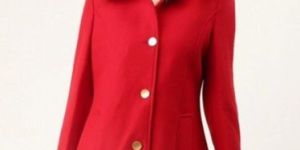 Women Solid Tweed Collared Neck Coat