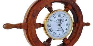 AGSSW-04 Wooden Center Clock Ship Wheel