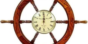 AGSSW-09 Wooden Center Clock Ship Wheel