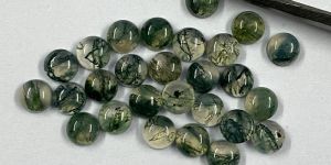 Natural Moss Agate Round Cabochon Loose Gemstone