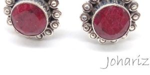 925 Silver Ruby Corundum Gemstone Cufflinks