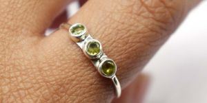 925 Sterling Silver Natural Peridot August Birthstone Handmade Ring