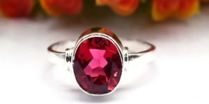 925 Sterling Silver Natural Pink Tourmaline Quartz Handmade Ring