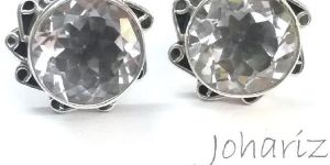 925 Sterling Silver White Topaz Gemstone Cufflinks