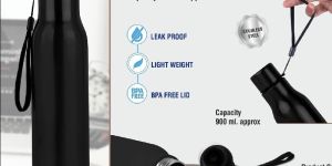 Long Cola Colored Steel Bottle with Carry Strap