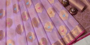 Wedding Wear Banarasi Kora Organzaa Silk Sarees