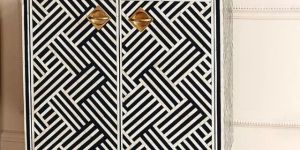 Bone Inlay Optical Design Bedside Console Table