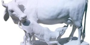 Marble Cow And Calf Statue
