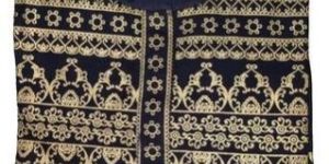 Blue and Golden Cotton Embroidered Kurti