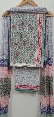 Light Green Cotton Unstitched Suit Material