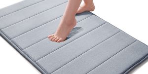 Washable Memory Foam Bathroom Door Mat with Non-Slip Rubber Back