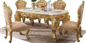 Wooden Carved Dining Table Set