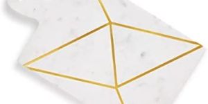Square White Marble Tray with Brass