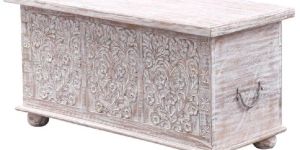 Abruzzo Floral Hand-Carved Solid Wood Storage Coffee Table Trunk