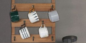 Costa Wooden Wall Shelf with 8 Hooks