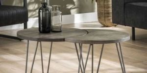 Hand-carved Solid Wood Rustic Coffee Table