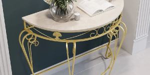 Modern Metal Console Table Classical Gold Frame